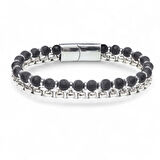   Elmas Kesim Hematit Ve Çelik Zincir Bileklik 31832B21D1 