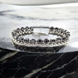   Elmas Kesim Hematit Ve Çelik Zincir Bileklik 31832B21D1 