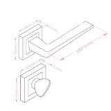 Lusso Siyah Kare Rozetli WC Kapı Kolu ve 40X23mm Siyah WC Gömme Kilit Set