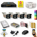 4 Kameralı Set - Gece Renkli Gösteren Hareket Algılayan 5 Mp Sony Lensli 1080p Full Hd Güvenlik Kamerası Seti 908w