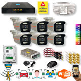 6 Kameralı Set - Yapay Zeka Özellikli Gece Renkli Gösteren 5 MP SONY Lensli 8 Warm Ledli FULLHD Güvenlik Kamerası Seti 908W-9008