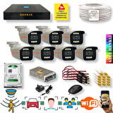 7 Kameralı Set - Yapay Zeka Özellikli Gece Renkli Gösteren 5 MP SONY Lensli 8 Warm Ledli FULLHD Güvenlik Kamerası Seti 908W-9008
