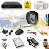 1 Kameralı Set - Gece Renkli Gösteren Hareket Algılayan 5MP SONY Lensli 4 Ultra Warm Ledli 1080P FULLHD Güvenlik Kamerası Seti 2304W-9004