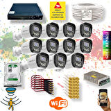 11 Kameralı Set - Gece Renkli Gösteren Hareket Algılayan 5MP SONY Lensli 4 Ultra Warm Ledli FULLHD Güvenlik Kamerası Seti 2304W-9016