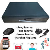 7 Kameralı Set - Araç İnsan Yüz Tanımalı Gece Görüşlü 36 IR Ledli Metal Güvenlik Kamerası Seti E336