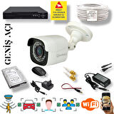 1 Kameralı Set - Yapay Zeka Özellikli Geniş Açılı Gece Görüşlü 5 MP Sony Lensli FullHD Güvenlik Kamerası Seti 5620-104