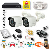 2 Kameralı Set - Yapay Zeka Özellikli Geniş Açılı Gece Görüşlü 5 MP Sony Lensli FullHD Güvenlik Kamerası Seti-5620-104