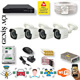 4 Kameralı Set - Yapay Zeka Özellikli Geniş Açılı Gece Görüşlü 5 MP Sony Lensli FullHD Güvenlik Kamerası Seti 5620-104