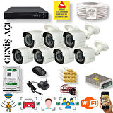 7 Kameralı Set - Yapay Zeka Özellikli Geniş Açılı Gece Görüşlü 5 MP Sony Lensli FullHD Güvenlik Kamerası Seti 5620-108