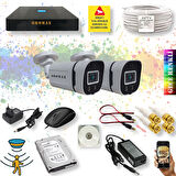2 Kameralı Set - Gece Renkli Gösteren Hareket Algılayan 5MP SONY Lensli 4 Ultra Warm Ledli 1080P FULLHD Güvenlik Kamerası Seti 604W