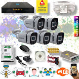5 Kameralı Set - Yapay Zeka Özellikli Gece Renkli Gösteren 5MP SONY Lensli 4 Ultra Warm Ledli FULLHD Güvenlik Kamerası Seti 604W-9008