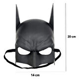 Siyah Renk Çocuk Boy Arkadan Lastikli Batman Maskesi A Kalite  20x14 Cm - Lisinya