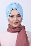 Çift Yönlü Güllü Düğüm Bone Bebe Mavisi - Bebe Mavisi