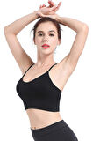 Kadın Siyah Çarpraz İpli Spor Büstiyer - Siyah - L-XL
