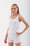 Extra Yumuşak Viskon Şort & Atlet Takım -Beyaz
