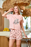 Aqua 25503 Kadın Baskı Detay Kısa Kol Pijama Şort Takım