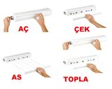 5 ipli, 4.2 Metre  BEYAZ ÇEK AS, Otomatik Çamaşır Askısı Açılır Kapanır Çamaşır İpi, Çamaşır Kurutmalık 