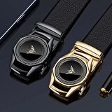 WİLLİAMPOLO Class Hakiki Deri Erkek Desenli Gri Metal Tokalı Kemer 