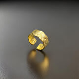 Çift Örgü Desen Ayarlanabilir Gold Renk Antialerjik 316L Çelik Kadın Yüzük