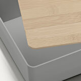 Kapaklı kutu, açık gri-bambu, 18x26x8 cm