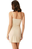 Mikropolyamid Kumaşlı Askıları Çıkabilen Straplez Kısa Elbise Altı Kombinezon - Ten - L