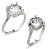 Gümüş Tek Taş kadin Yüzük - 17