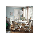 Yuvarlak yemek masası, beyaz, 4-6 kişilik, açılabilir, 110/155 cm