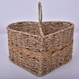 Dekoratif Rattan Hasır Kaşıklık , Mutfak Banyo Tezgah Üstü Kaşıklık, Masaüstü Kalemlik 23x15x20cm