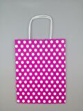 KRAFT KAĞIT ÇANTA FUŞYA PUANLI 18CM X 24CM - 1 ADET