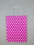 KRAFT KAĞIT ÇANTA FUŞYA PUANLI 18CM X 24CM - 1 ADET