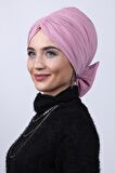 Dolgulu Fiyonklu Çift Yönlü Bone Pudra Pembesi - Pudra