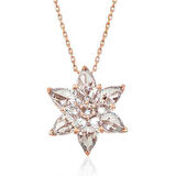 Gümüş Rose Beyaz Lotus Çiçeği Kolye