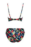 Yuvarlak Yaka Desenli Bikini Takım 