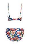 Yuvarlak Yaka Desenli Bikini Takım 