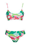 Yuvarlak Yaka Desenli Bikini Takım 