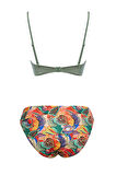 Yuvarlak Yaka Desenli Bikini Takım 