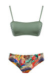 Straplez Desenli Bikini Takım 