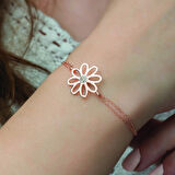 Gümüş Rose Çiçek Kadın Bileklik