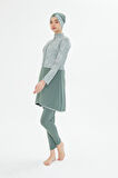 Kadın Tam Kapalı Tesettür Mayo 4 Parça – Desenli – YEŞİL-L