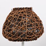 Afrika Beyaz Ayaklı Rattan Led Masa Lambası, Bohem Masa Lambası, Çalışma Masası Lambası 25x30cm