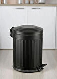 Vintage 5 Lt Yavaş Kapanır Kapaklı Ofis Mutfak Banyo Balkon Çöp Kovası Siyah