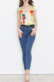 Fermuarlı Crop Bluz Rengarenk - 18473.1153.