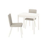 Mutfak masası takımı, kırık beyaz-Fridtuna açık bej, 2 sandalyeli, açılabilir