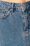 Kadın Tint Kot Rengi Yandan Derin Yırtmaç Detaylı Uzun Denim Etek
