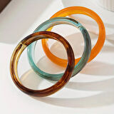 Çok Yönlü Geometrik Retro Tarz 3'lü Çok Renkli Gradyan Reçine Kadın Bileklik Seti | Parlak ve Şık