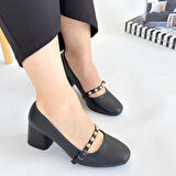 Tino Siyah Cilt Topuklu Ayakkabı