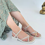 Nordi Bej Cilt Kemerli Sandalet