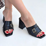 Taver Siyah Cilt Topuklu Terlik