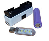 Mini Powerbank Tek Hücreli 18650 Li-Ion 3.7V Pil Type-C ile Şarj ve Mini USB Led Lamba