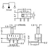 3 Pin SPDT Mini On Off Switch 90° - 10 Adet